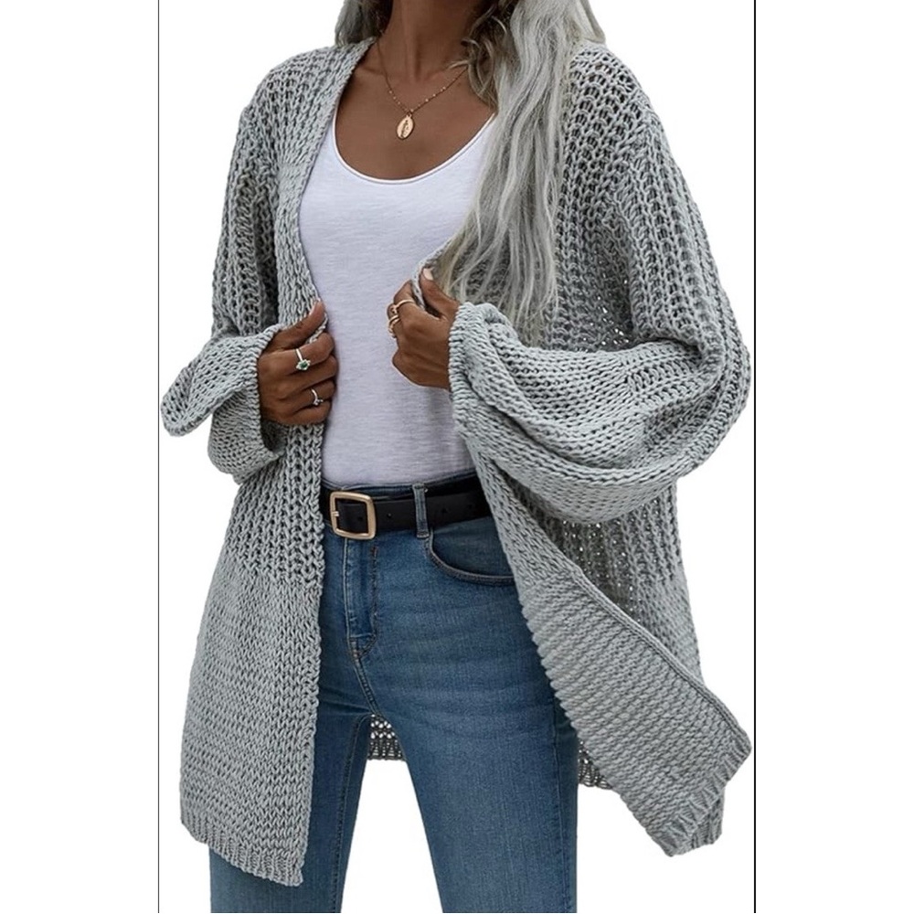 Grey Cardigan w/ Bell sleeves XL NEW